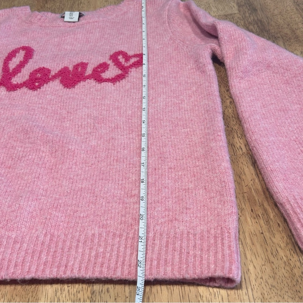 Pink "Love" Graphic Knit Sweater - Valentine's Day & Soft Girl Aesthetic Small - Picture 7 of 8